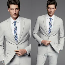 Free Shipping Custom Made Fashion Sliver Groom Tuxedos Best Man Suit Wedding Gentleman Two Pieces (Jacket+Pants)