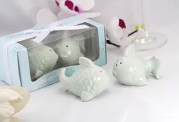 Całowanie Ryby Ślubne Puszki Przyspiecze Sól I Pieprz Shaker Ceramiczne Spice Słoiki Wedding Party Favor Prezent Dostawy Nowy