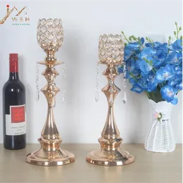 New Arrival Single Head Candle Holders Classic Luxury Crystals Metal Wedding Table Home Party Candelabra/ Centerpiece Decoration Good Gift