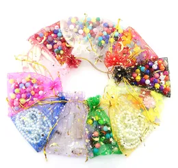 100 sztuk / partia Organza Torby Księżyc i Gwiazda Slostring Wouches Prezent Bagspouches 7x9cm Jewellery Bag