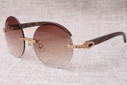 Neue Luxus Diamant Runde Farbe Sonnenbrille T3524012 Gläser Natürliche Pfau Sonnenbrille Größe: 55-18-135 mm