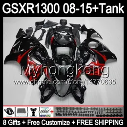 8Gifts Red Flames dla Suzuki Hayabusa GSXR1300 2008 2009 2011 2011 14MY1 GSXR-1300 GSX R1300 GSXR 1300 2012 2013 2014 2015 Top czarne wróżki