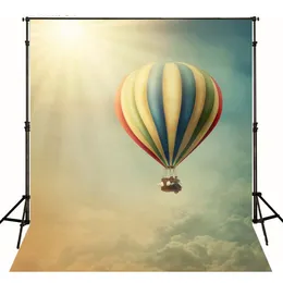 Children Photographic Background Hot Air Balloon Blue Sky Sunshine Newborn Baby Shower Backdrops Photography Studio Photo Shoot Wallpaper