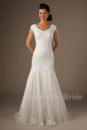 Nuovi abiti da sposa lunghi modesti a sirena con maniche ad aletta scollo a V applicazioni in pizzo abiti formali vintage Foreast Brdail Couture Custom Made