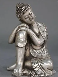 Gammal tibet tibetansk buddhism silverstol sova shakyamuni sakyamuni buddha staty