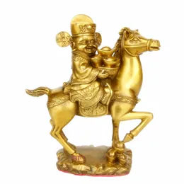 Chine folk dieu de la rikesse mammon monter à cheval en laiton staty grand