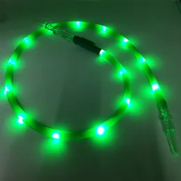 2017 nuovo prodotto Bocchino acrilico per fumo in silicone di alta qualità da 1,8 M Tubo flessibile per narghilè Colore verde con illuminazione a LED