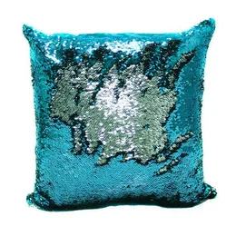 16 Färger Dubbel Sequin Pillow Case Cover Glamour Square Pillow Case Kuddehölje Hem Soffa Bil Inredning Mermaid Ljus Kudde Skydd