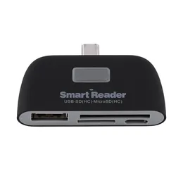 Freeshipping 4 IN1 OTG / TF / SD MINI Smart Card Reader Adapter Micro USB-gränssnitt Port för telefon Vit