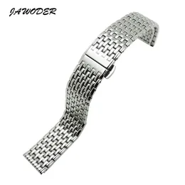 Jawoder Watch Band 18 19 20 22mm Mężczyźni Kobiety Silver Pure Solid Stainless Steel Polering Watch Pasek Wdrażanie Bransoletka
