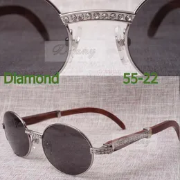 2019 Nowy Diament Okrągłe Okulary 7550178 Drewniane Okulary przeciwsłoneczne Rozmiar: 55-22-135mm