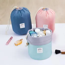 Borsa cosmetica da viaggio a forma di barilotto ad alta capacità Borsa cosmetica Borsa da lavaggio impermeabile in nylon Borsa per l'organizzatore del trucco