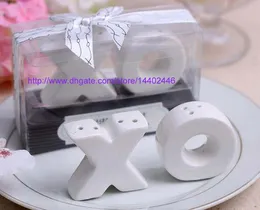 30 zestawów XO Uściski Kisses Salt Pepper Shaker - Wedding Party Favor Bomboniere Prezent Ceramiczny Sól i Pieprz Shakers Free Statek