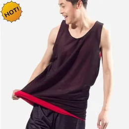 Partihandel 2017 Inomhus Sommar Billiga Mesh Black Red Andable Vest Män Loose Ball Game Toppar Dubbelsidig slitage Tank Top Jersey