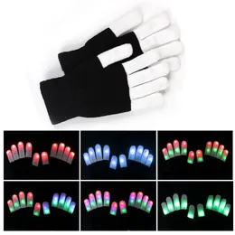 Gift LED Flash Gloves Five Fingers Light Ghost Dance Black Bar Stage Performance colorful Rave Light Finger Lighting Gloves Glow Flashing