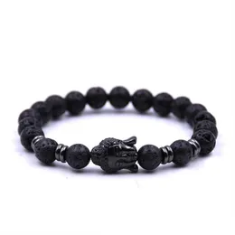 Wholesale New Handmade Diffuser Natural Stone Bracelets Women Jewelry Charms Volcanic Rock Buddha Head Beads for Men