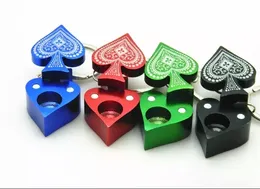 New Metal Pipa da fumo Portachiavi Pipa da tabacco in stile poker Mini Pipa portatile a forma di cuore di pesca Pipa in lega di alluminio Pipa da fumo Vaporizzatore