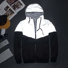 Gratis frakt män jacka höst patchwork reflekterande jacka sport hip hop utomhus vattentät windbreaker män coat trend