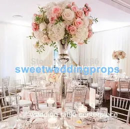 bez kwiatów, w tym) Tanie metalowe stoisko z drutu Golden Wedding Table Centerpieces Flower Stand do hurtowej