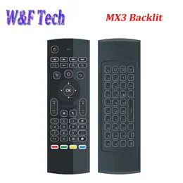 MX3 バックライトワイヤレスキーボード IR 学習 2.4 グラムワイヤレスリモコンフライエアマウスバックライト付き MXQ プロ T95M X96 Android TV ボックス PC