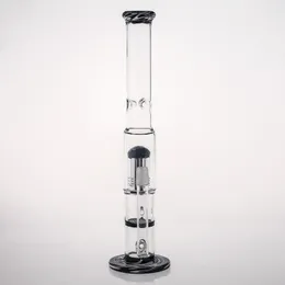 Snabb leverans 29cm lång 18.8mm Joint Size Black Straight Glass Bongs med Kvinna Dome och Nail Recycler Oil Rigs Rökning Hookahs