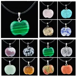 Statement Necklace Jewelry Cheap Healing Crystals Rope Leather Necklaces Drop Round Flower Cross Apple Natural Stone Pendants Stone Necklace