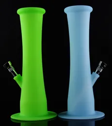 Colored 9 Inches Silicone Hookah Bongs with Metal Downstem Silicone Dab Rig Water Pipe Smoking Accessories Random Color