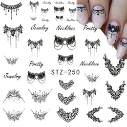 Partihandel DIY Svart Halsband Smycken Design Mode Vattenöverföring Klistermärke Nail Art Dekaler Manikyr Styling Verktyg