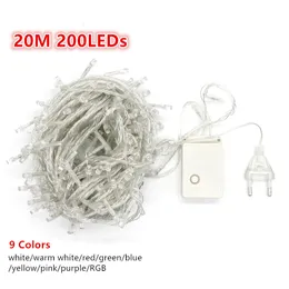 20M 200leds Multicolor LED String Light 110V 220V EU / US plug Outdoor Impermeabile Led Decorazione Luce per Natale