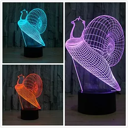 Lumaca 3D Night Light Table Desk Illusion Optical Lamps 7 Cambiare colore luci 3D LAMP OF KIDS