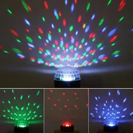 Voice Control LED Crystal Magic Ball Light Laser Stage Lighting 6 Color Change Disco DJ Party Lights Sound-activated RGB Full Color Lamp 1PC