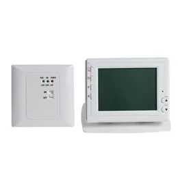 Freeshipping Wireless Thermoregulator Green LCD Screen Display Programmable for Gas or Oil Heating Thermostat with Controller Receiver