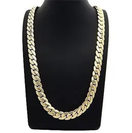 Mens Miami Cuban Link Kedja 12mm 14k Guldpläterad 24 "Halsband