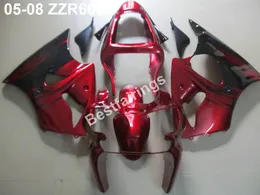 Free customize bodywork fairing kit for Kawasaki Ninja ZZR600 05 06 07 08 wine red black injection mold fairings set ZZX600 2005-2008 ZV19