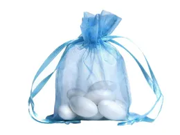 100 peças sacos de embalagem de organza azul bolsas de jóias lembranças de casamento saco de presente de festa de natal 13x18 cm 5x7 inch257i