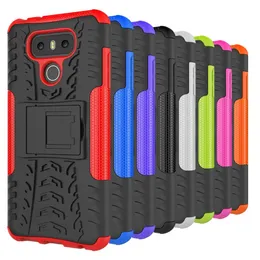 Bländande tunga robust dubbelskikt Impact Armor Kickstand Case Cover för LG K31 K41S K51 Stylo 6 Harmony 4 50pcs / lot