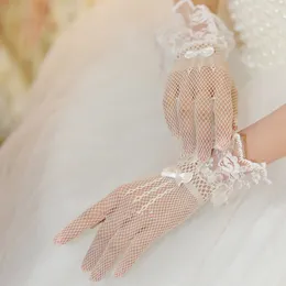 Оптовая дешевые новая невеста кружева невесты свадебные свадебные перчатки галстук-бабочку сетки аксессуары для свадьбы формальной партии