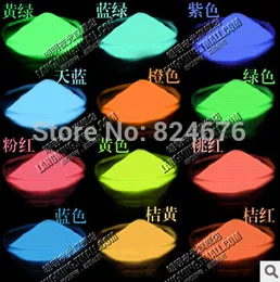 Partihandel-blandade 5 färger Lysande glödpulver, 130g / mycket, superljus fluorescerande pulver, pigment Noctilucent pulver, glöd i mörkret.