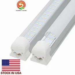 8フィートLEDチューブダブルラインLED 4フィート統合チューブライトT8 LEDチューブ蛍光灯28W 65W AC 110-240V UL DLC