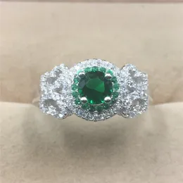 Fine Jewlery Brand 100% silod Sterling silver Diamond CZ ring Luxury 1.2ct Emerald gemstone ring Engagement wedding bried ring for women