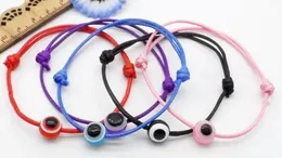 Free Ship 100pcs bead String Evil Eye charms Lucky Red wax Cord Adjustable Bracelet