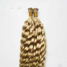 613 Capelli umani brasiliani biondi candeggina con punta dei capelli 100g capelli umani con punta in stick di cheratina pre incollati biondi 100s