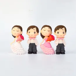 Słodkie kochanki dekoracje ogrodowe figurki pary suknia ślubna miniatury gnome terrarium