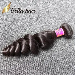 9a brasilianskt hår weft 1pc/parti remy jungfru mänsklig naturlig svart färg lös våg curl buntar detaljhandel bellahair