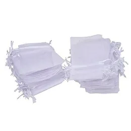 100pcs/lot 7x9cm 9x12cm White Organza Jewelry Gift Pouch drawstring Bags For Wedding favors,beads,jewelry