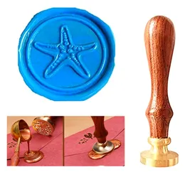 Clear stamps Vintage Starfish Custom Picture Logo Wedding Invitation Wax Seal Sealing Stamp Rosewood Handle Set