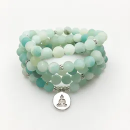 SN1164 Nowy Design Women`s 8 mm Garde Amazonite Mala Koraliki Bransoletka Trendy Naszyjnik Yoga Buddha Urok Naturalny Kamień Bransoletka Darmowa Wysyłka