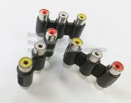 Złącza, 3 RCA Kobieta do żeńskiego AV Audio Video Złącze łącznikowe Extender Connector / 10szt