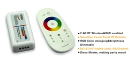 Frete Grátis 10sets / lote DC12-24A 18A RGB Controlador LED 2.4G Tela de toque RF Controle Remoto para LED Tira / Bulbo / Downlight