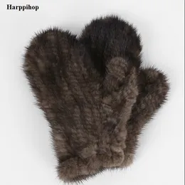 Partihandel-Harppihop päls äkta-mink-päls sofe -gloves naturlig päls mitten-ny-päls-design-för-den-vinter-svart och bruna färger